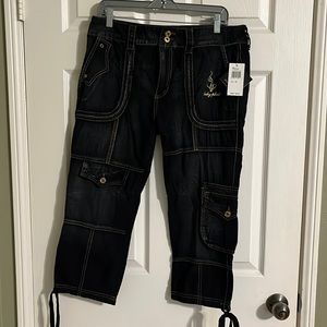 Baby Phat Draw String Capris Size 14 Blue